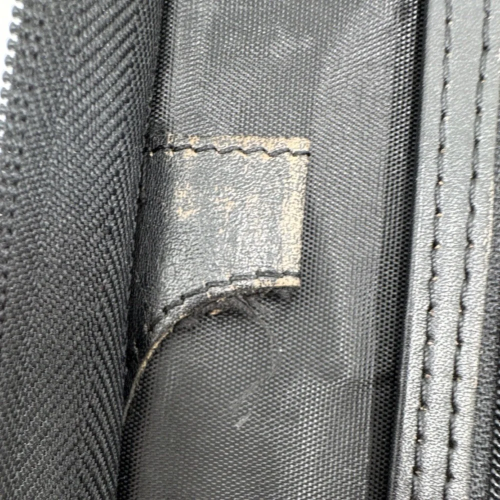 Black Woven Leather Zip Binder Planner Organizer 6 Ring Portfolio Card Slots